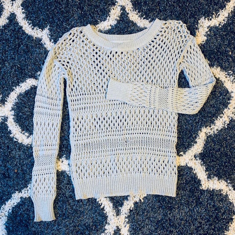 Grey/ Silver Crocheted Sweater